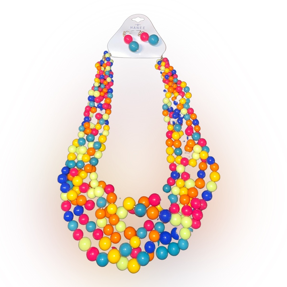 Hanee 2pc Multicolored Necklace/ Earring Set